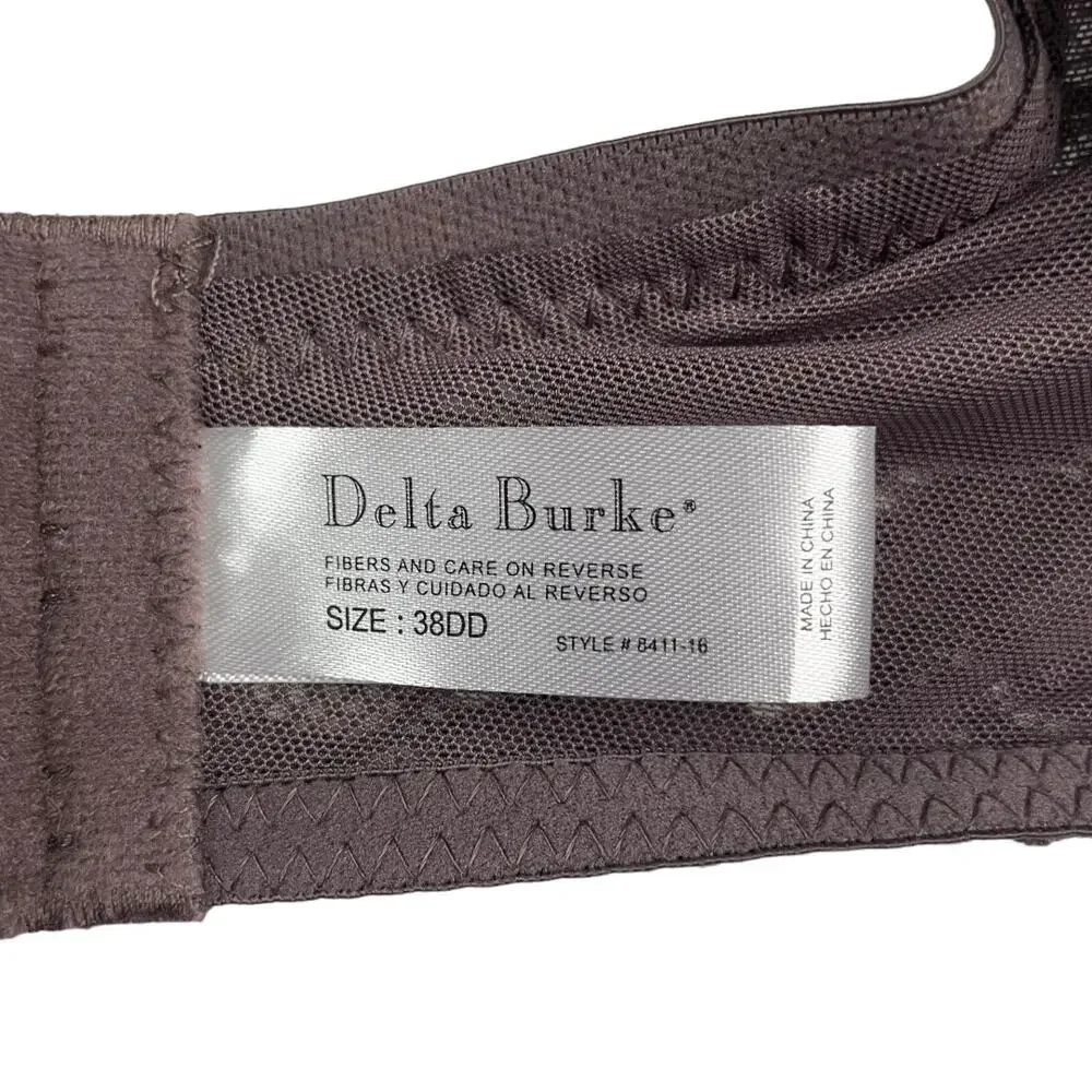 Delta Burke 38DD Bra Underwire Purple Full Coverage Wide Strap Style 8411-16